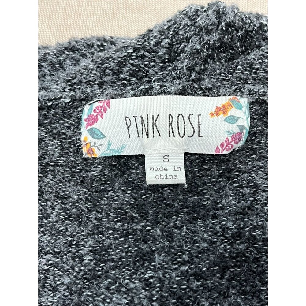 EUC Pink Rose Womens Hooded Cardigan Sweater With Stripes - Picture 5 of 6